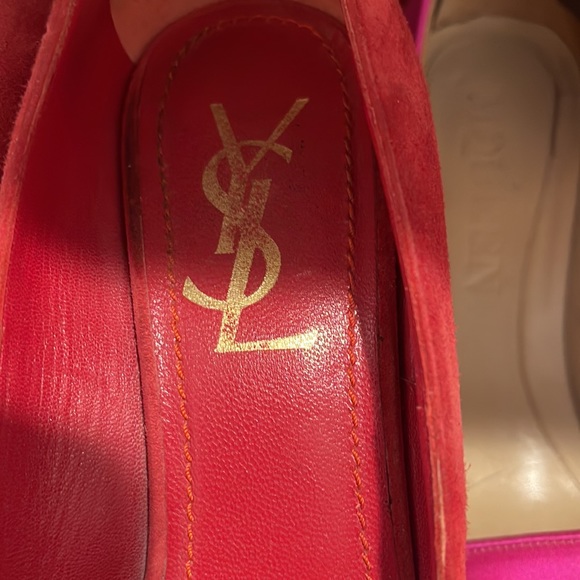 Red YSL platform suede pumps - Picture 3 of 6
